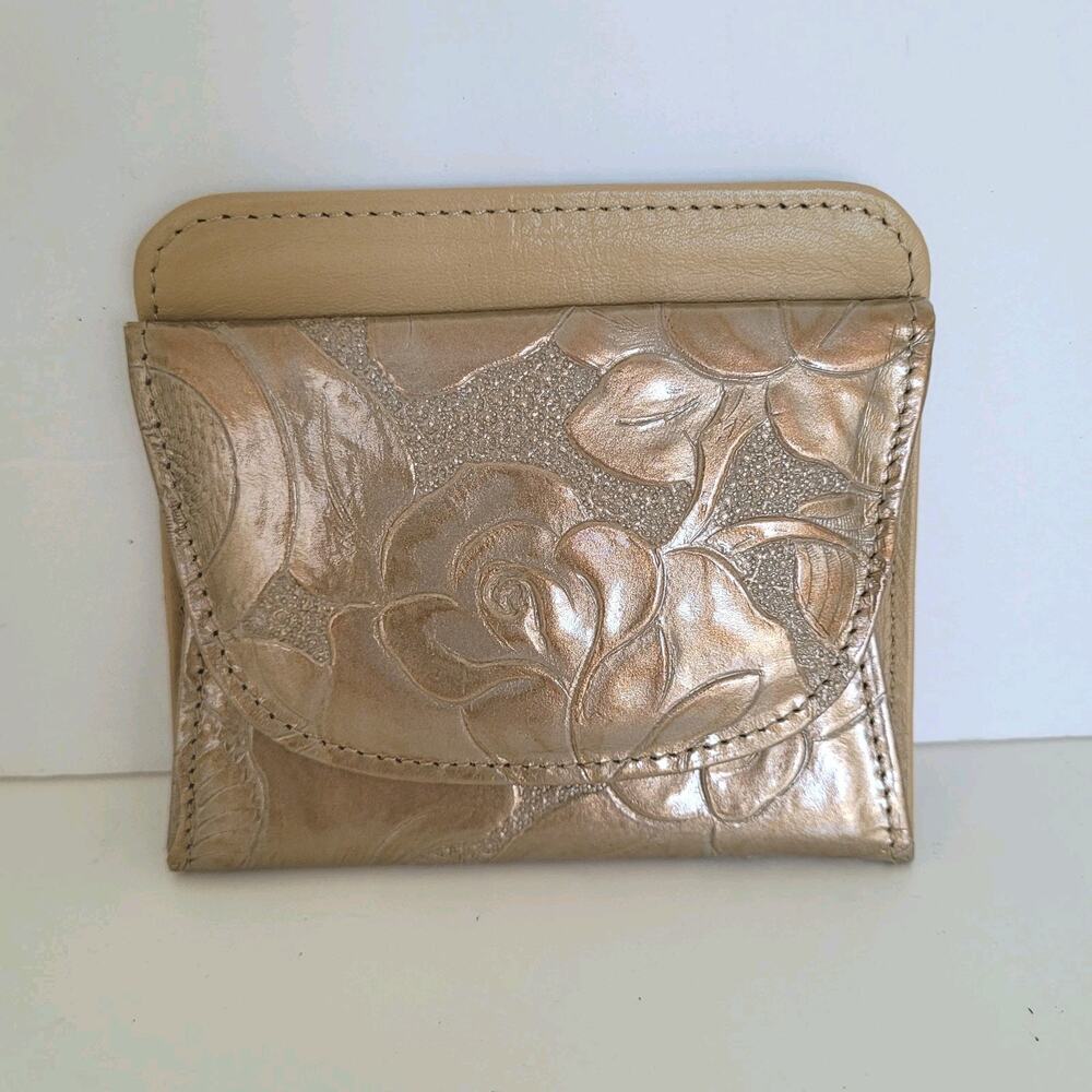 Unbranded Coin Card Wallet Geniue Tooled Leather Small Compact Floral Western